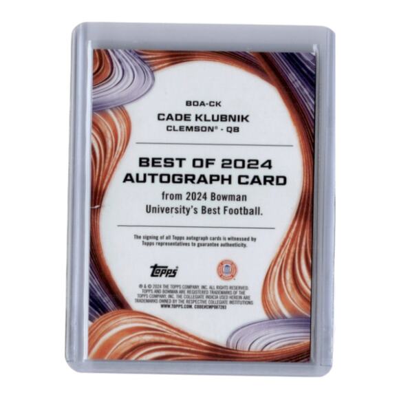 Cade Klubnik Clemson 2024 Bowmans Best Autograph Card #BDA-CK - Picture 2 of 2